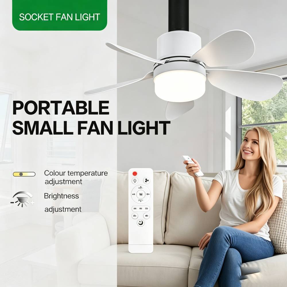 Lighting Decor Home - พัดลมติดเพดานพร้อมรีโมท, พัดลมเพดานขนาดเล็กพร้อมไฟ LED, พัดลมไร้สายแบบขั้วหลอด E26/E27+B22 สำหรับห้องครัว