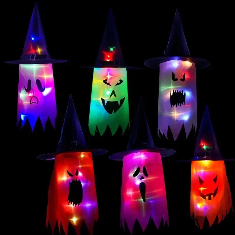 Lightings Decoration - 1PC หมวกแม่มดฮาโลวีนสีสันสดใสไฟ LED ส่องสว่างตกแต่งสำหรับปาร์ตี้ไนท์คอสเพลย์อุปกรณ์เสริมอุปกรณ์ประกอบฉาก