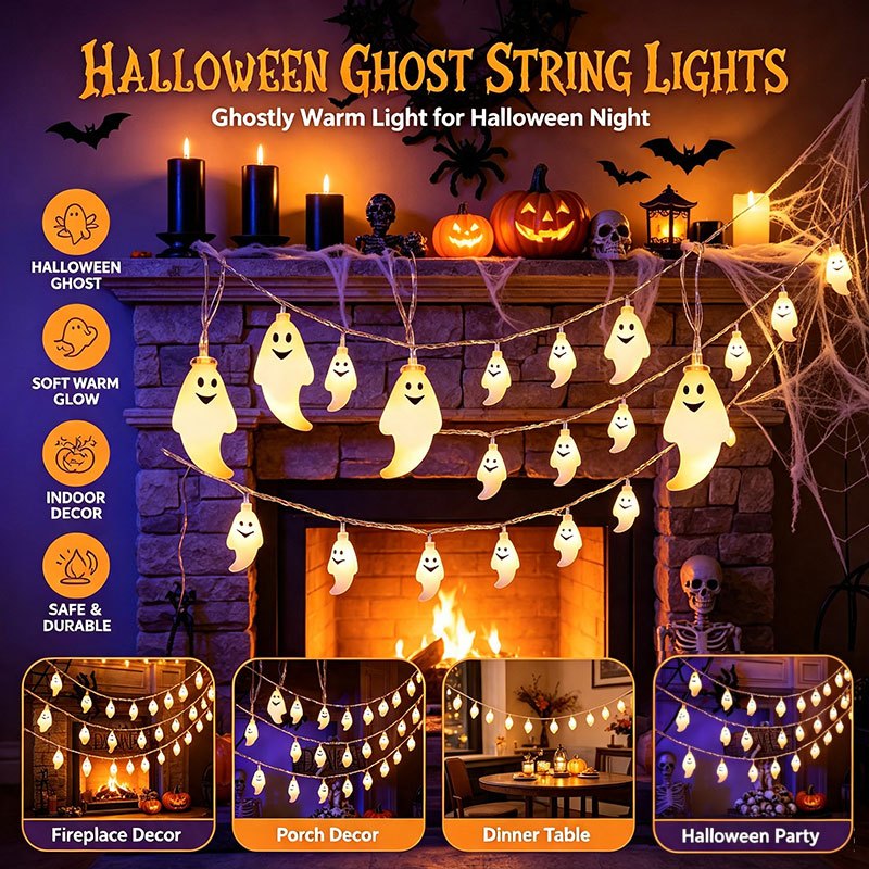 Home Decor Lighting Tricks - ไฟประดับรูปผีแบบใช้แบตเตอรี่, ไฟ LED สำหรับตกแต่งบ้านในวันฮาโลวีน, งานปาร์ตี้บ้านผีสิงสำหรับเล่นทริกออร์ทรีต