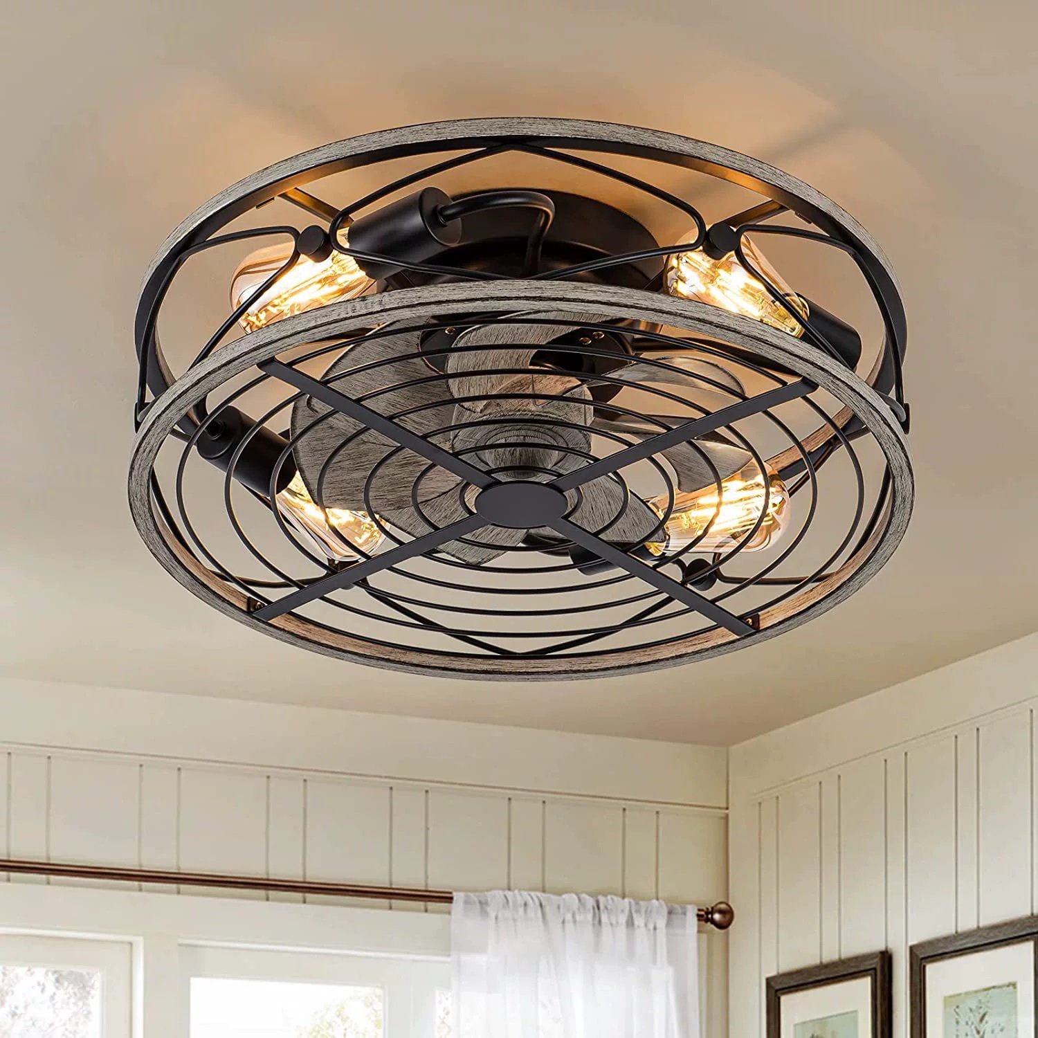 Decor Lighting Fans - สมาร์ทเพดานพัดลมพัดลมไฟรีโมทคอนโทรลตกแต่งห้องนอน Ventilator โคมไฟ 50 ซม.20 นิ้ว