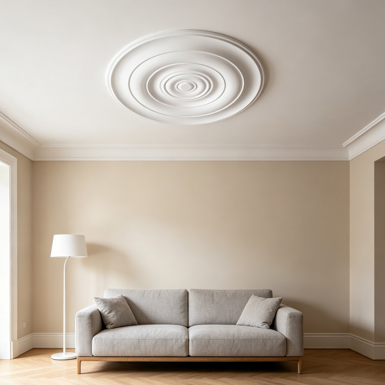 Lighting Interior Decor - แผ่นปิดฝ้าเพดานทรงกลม ดีไซน์ยุโรป วัสดุ PU สำหรับตกแต่งฝ้าเพดาน ป้องกันความชื้น