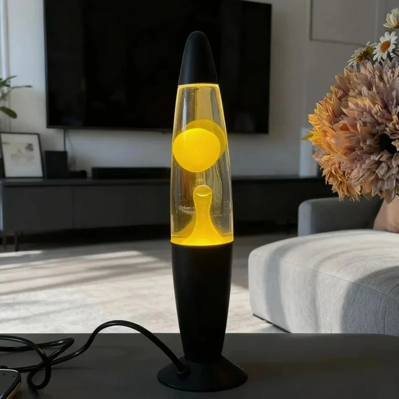 Lava Lamp Desktop - โคมไฟลาวา ฐานโลหะ ปลั๊กแบบ EU ไฟสร้างบรรยากาศรูปภูเขาไฟ สำหรับห้องนอน