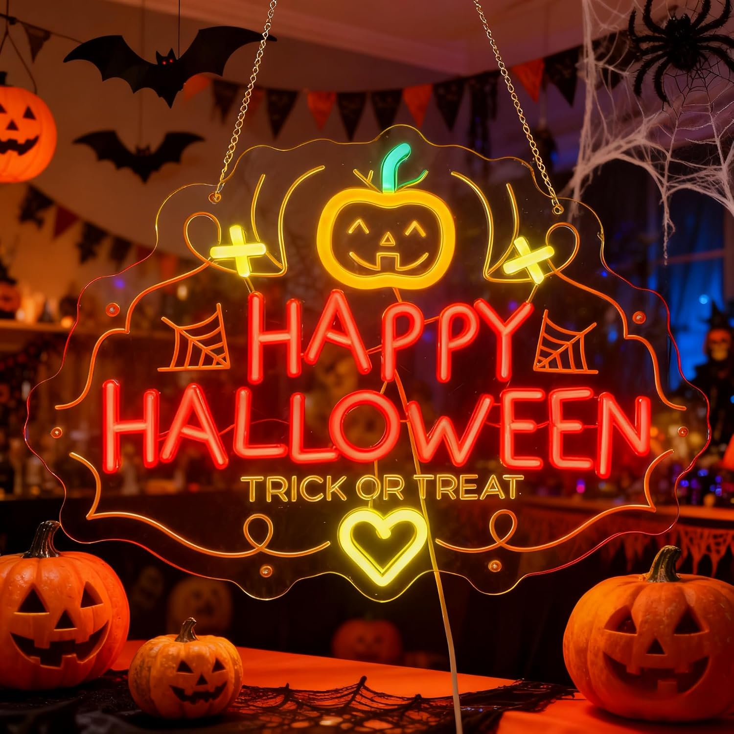 Home Decor Lighting Tricks - ป้ายไฟนีออน LED ฮาโลวีน Trick Or Treat