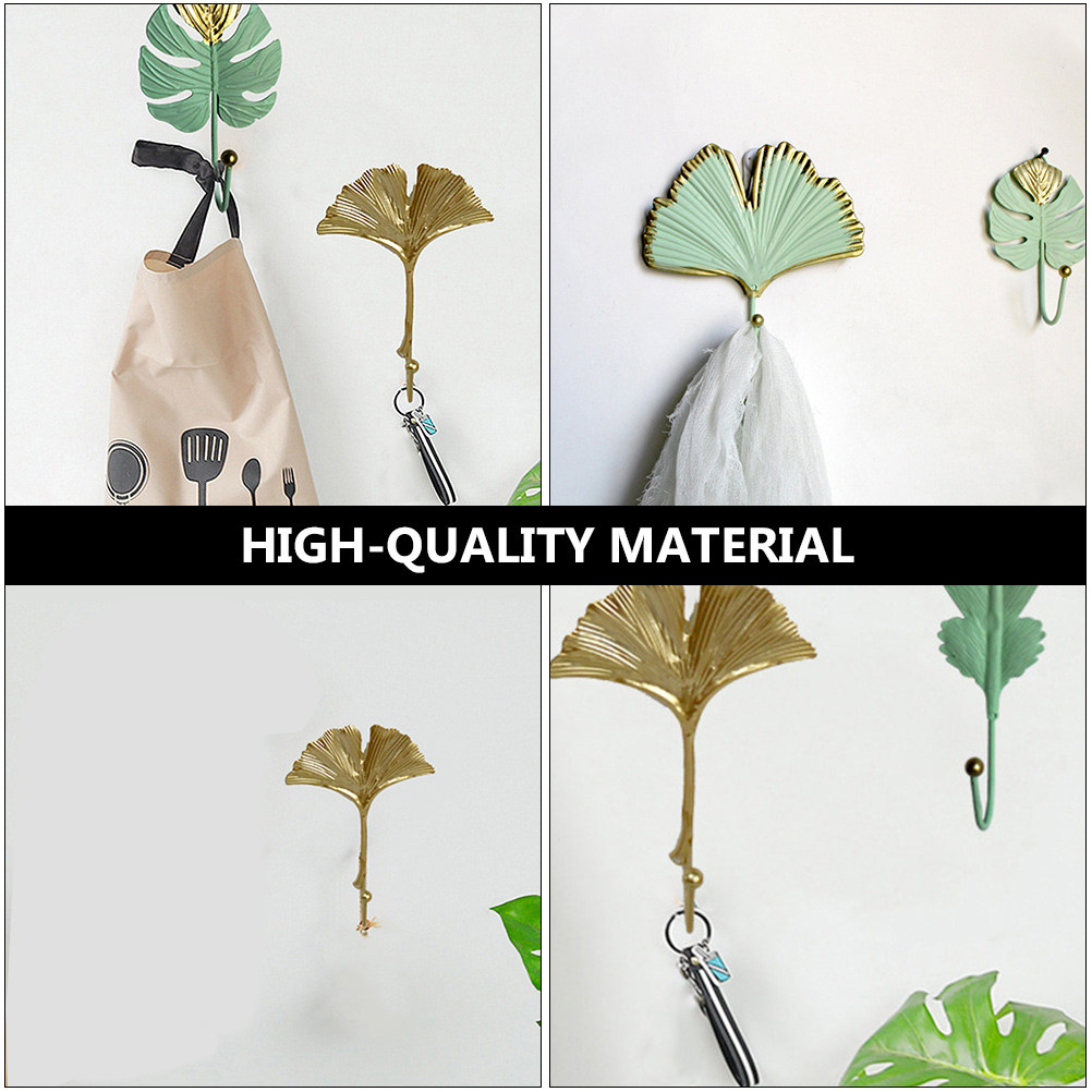 Office Lighting Decor - ตะขอแขวนผนังรูปใบไม้ขนาดเล็ก 3 ชิ้น สไตล์หรูหราสำหรับตกแต่งห้องนอน ห้องน้ำ และสำนักงาน