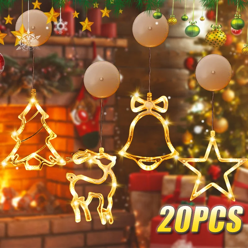 Wall Decor Lighting Tree - 1-20PCS LED คริสต์มาสดูดถ้วยไฟ Fawn Bell Pine
