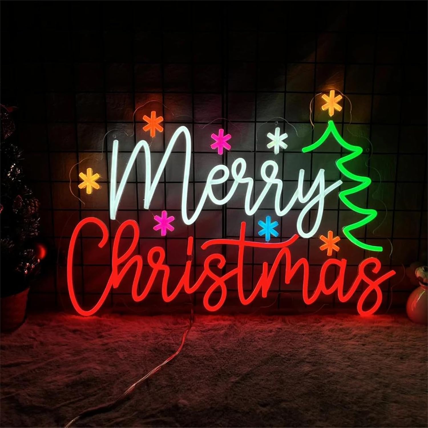ป้ายไฟนีออนสุขสันต์วันคริสต์มา - Wall Decor Lighting Tree บทวิจารณ์และราคา