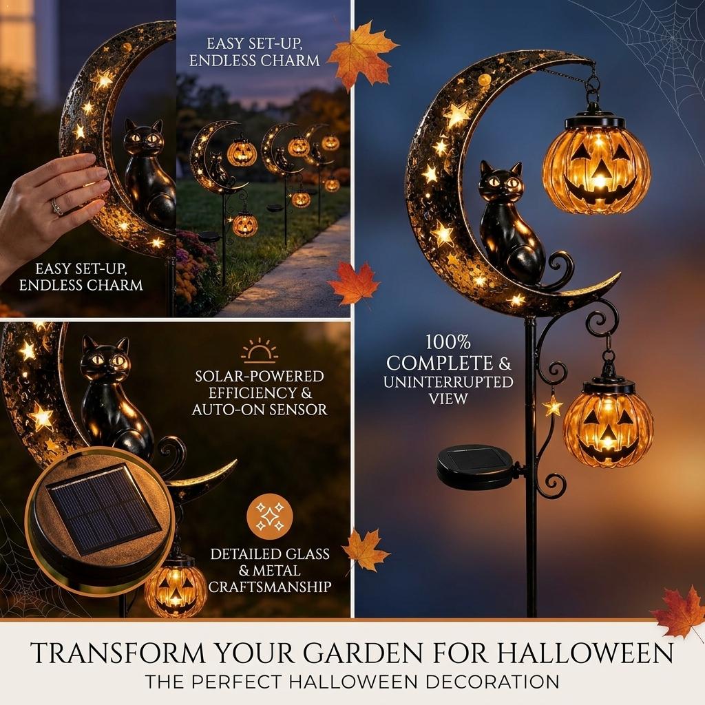 โคมไฟปักดินรูปแมวดำพระจันทร์สำ - Led Moon Lamp บทวิจารณ์และราคา