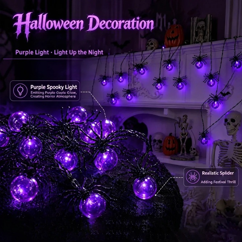 ไฟสาย LED รูปแมงมุมใช้พลังงานจ - Lighting Decoration Outdoor บทวิจารณ์และราคา