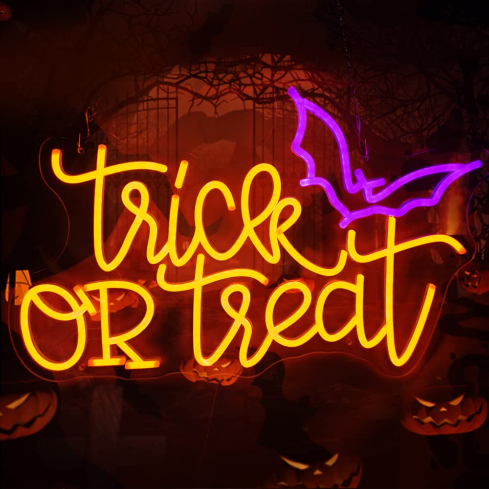 ป้ายไฟนีออน Trick or Treat สำห - Home Decor Lighting Tricks บทวิจารณ์และราคา