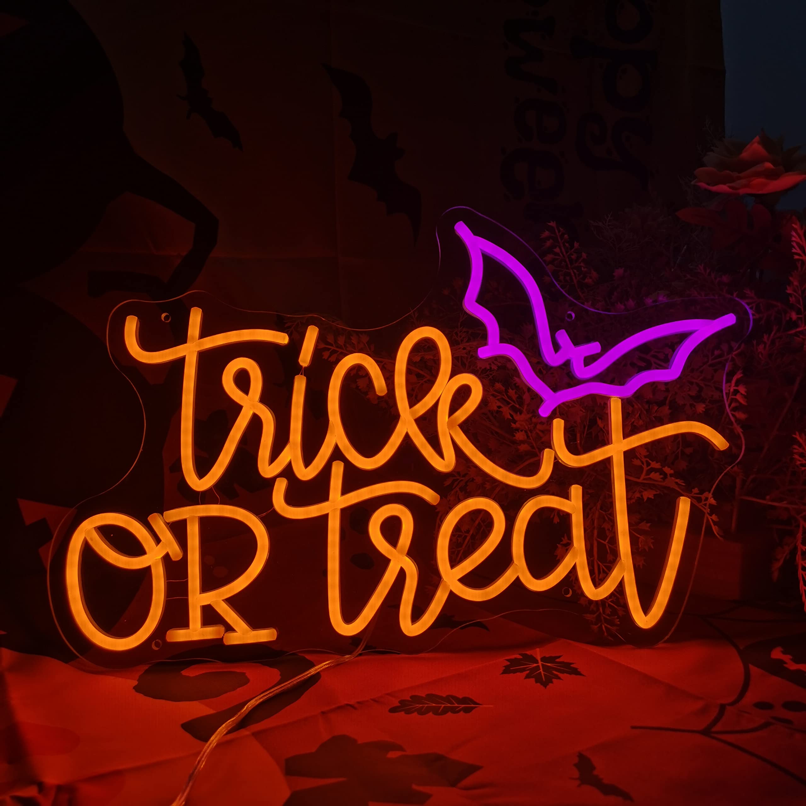 ป้ายไฟนีออน Trick or Treat สำห - Home Decor Lighting Tricks บทวิจารณ์และราคา