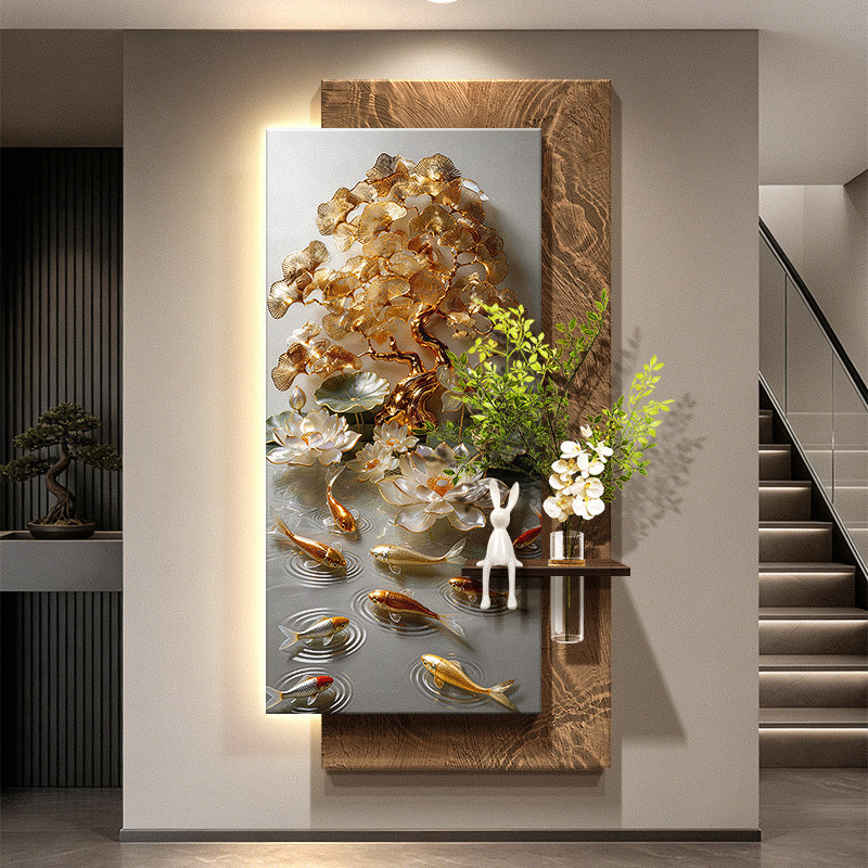 ภาพตกแต่งทางเข้ารูปปลาเก้าตัวร - Wall Decor Lighting Tree บทวิจารณ์และราคา