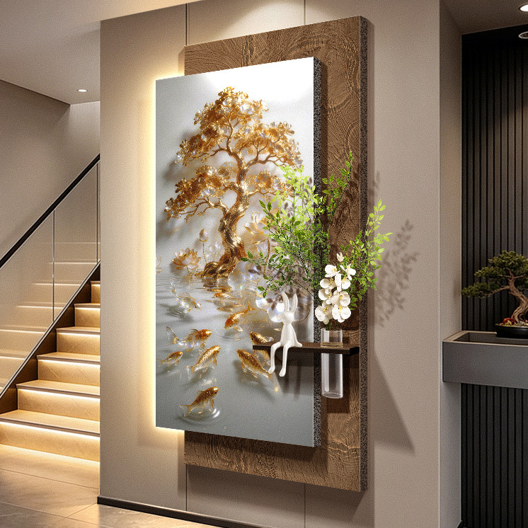 ภาพตกแต่งทางเข้ารูปปลาเก้าตัวร - Wall Decor Lighting Tree บทวิจารณ์และราคา