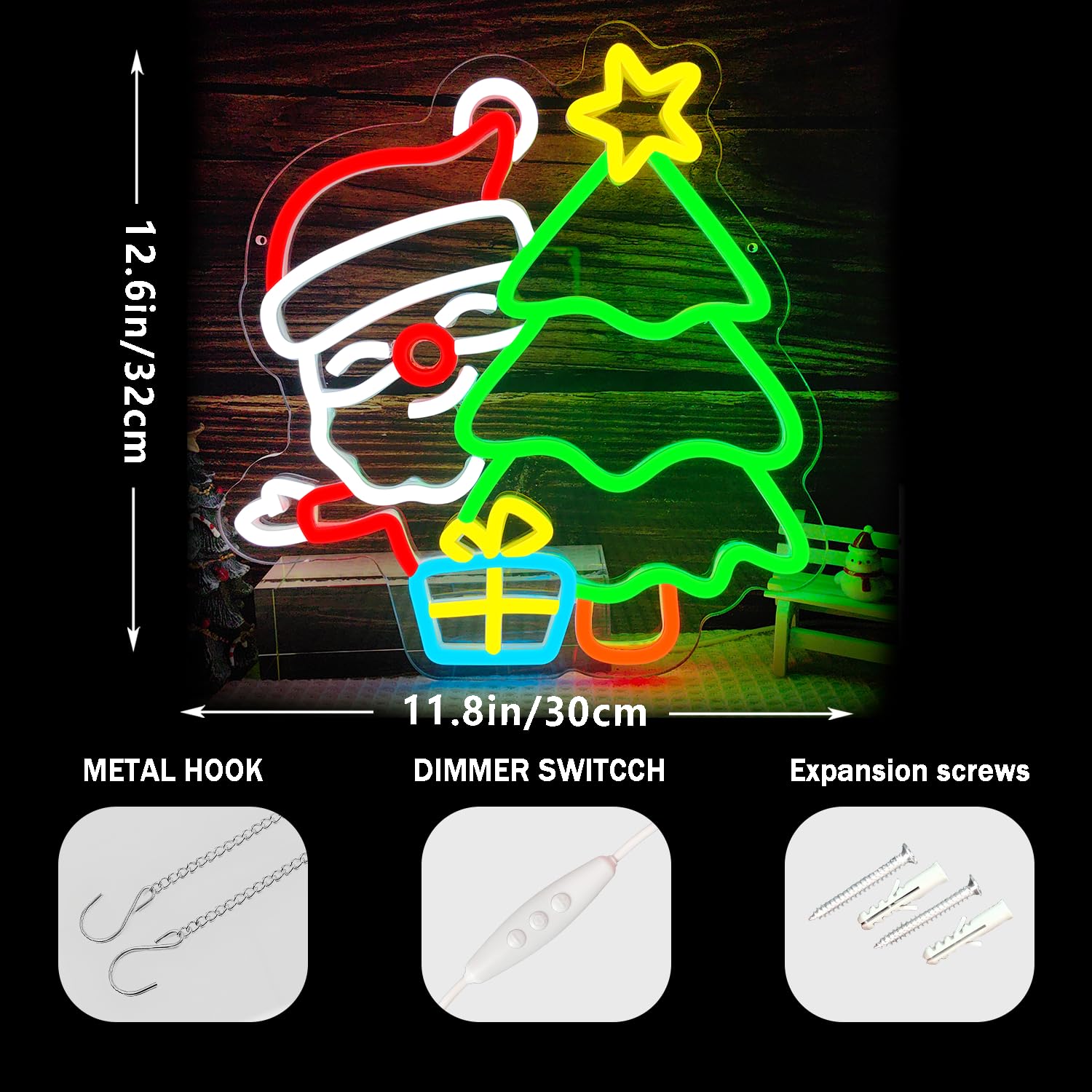ป้ายไฟนีออนซานต้าสำหรับตกแต่งผ - Wall Decor Lighting Tree บทวิจารณ์และราคา