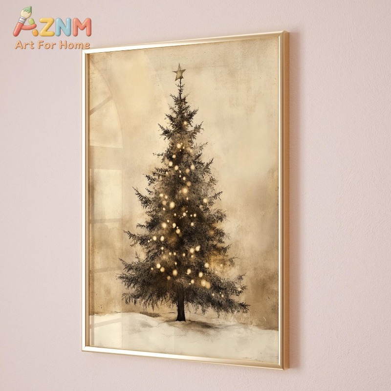 ภาพพิมพ์บนผ้าแคนวาสลายดาวประดั - Wall Decor Lighting Tree บทวิจารณ์และราคา