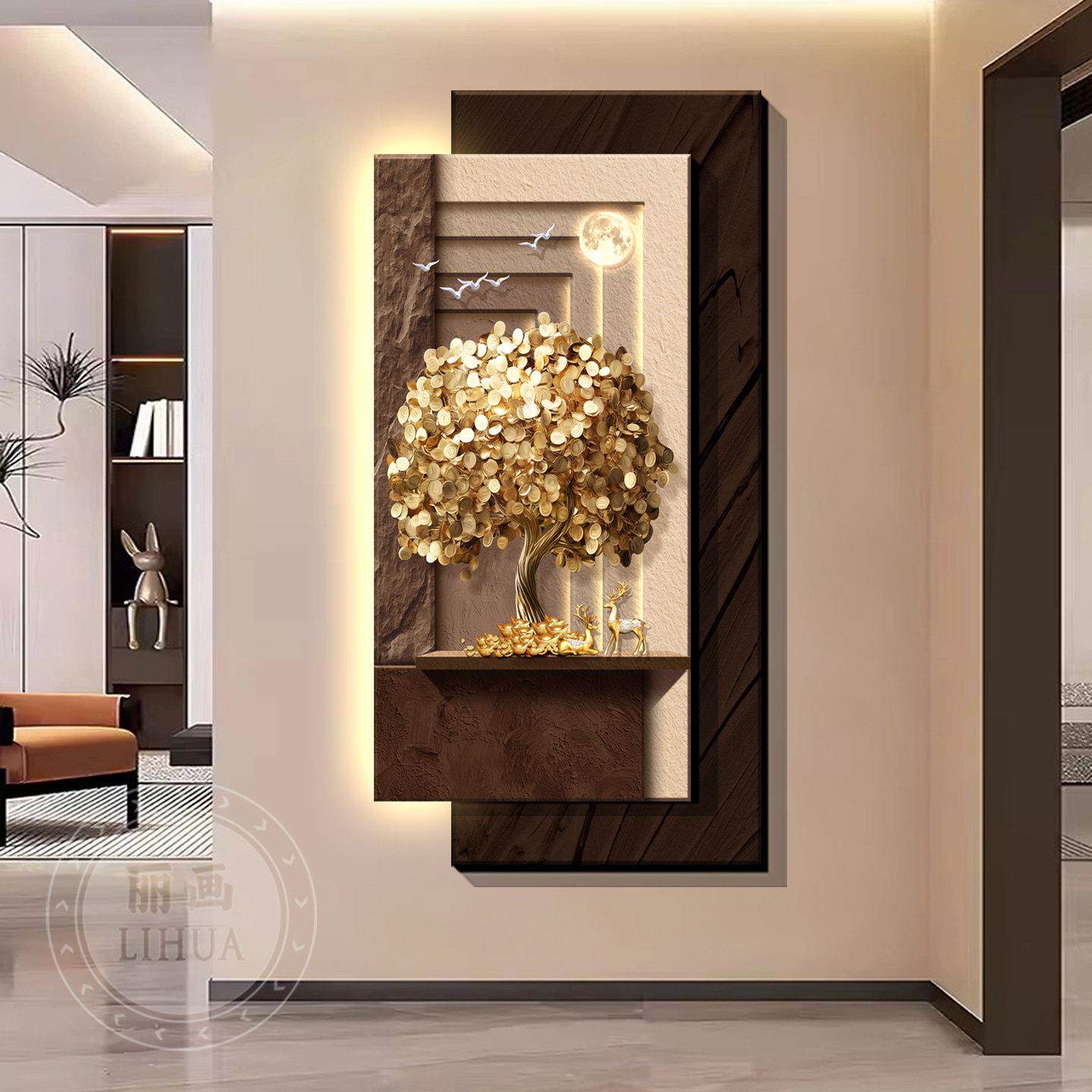 ภาพวาดตกแต่งบริเวณทางเข้า ต้นไ - Wall Decor Lighting Tree บทวิจารณ์และราคา