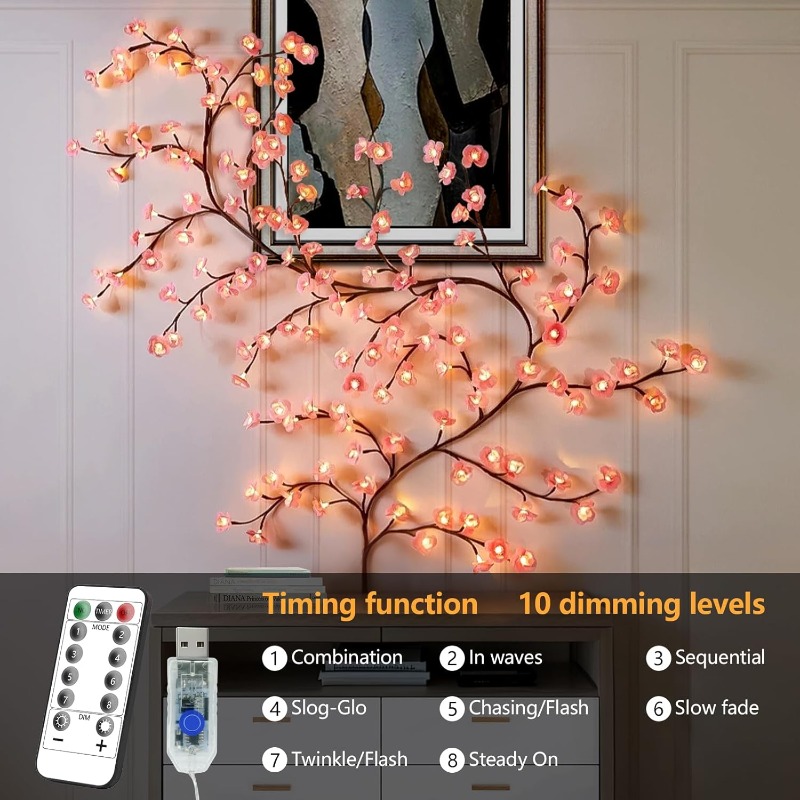 ไฟ LED ต้นซากุระ 8 โหมด พวงดอก - Wall Decor Lighting Tree บทวิจารณ์และราคา