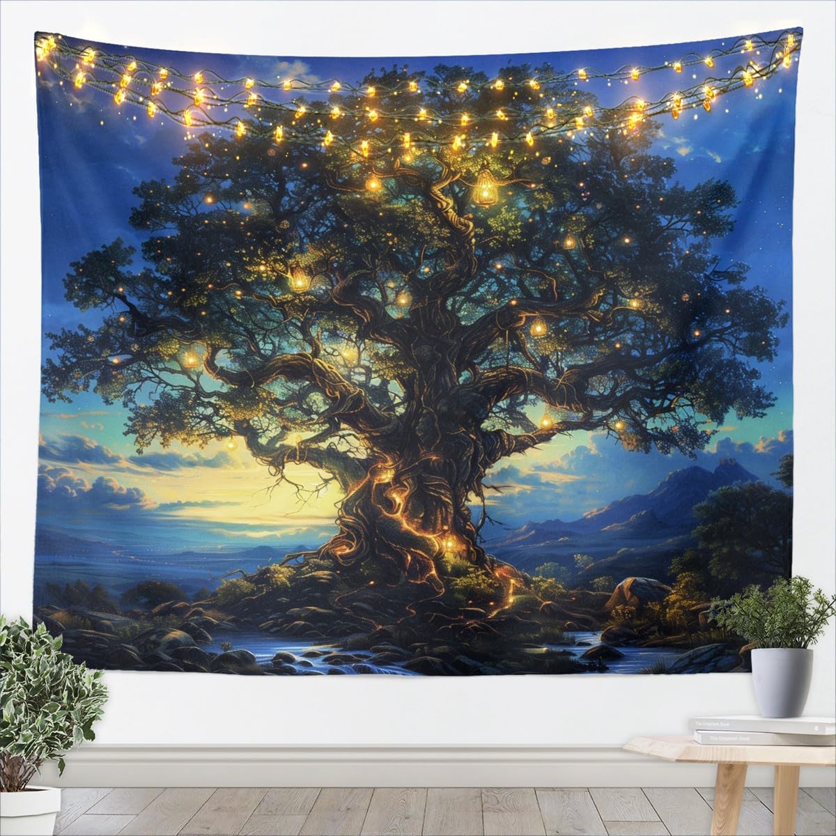 ผ้าแขวนผนังลายต้นไม้ป่าลึกลับส - Wall Decor Lighting Tree บทวิจารณ์และราคา