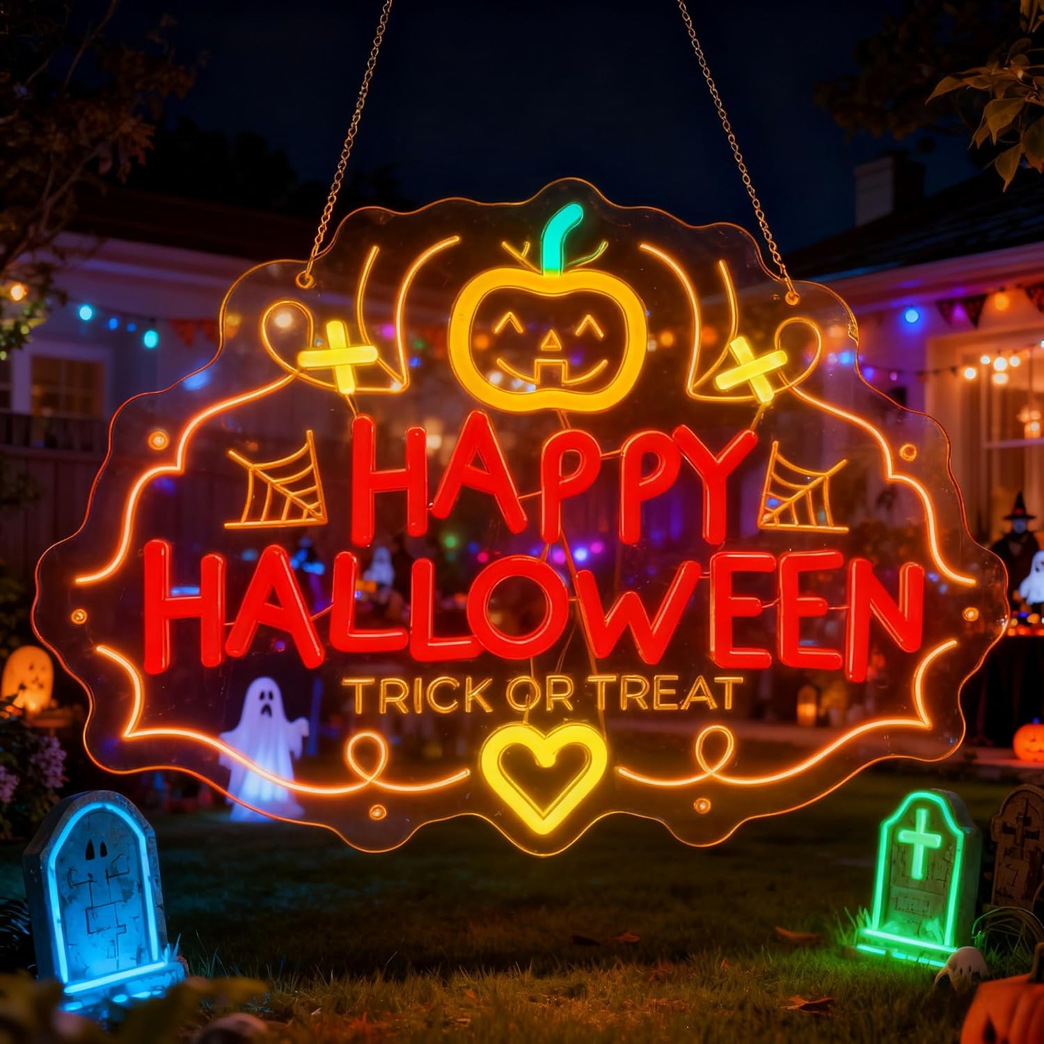 ป้ายไฟนีออน LED ฮาโลวีน Trick  - Home Decor Lighting Tricks บทวิจารณ์และราคา
