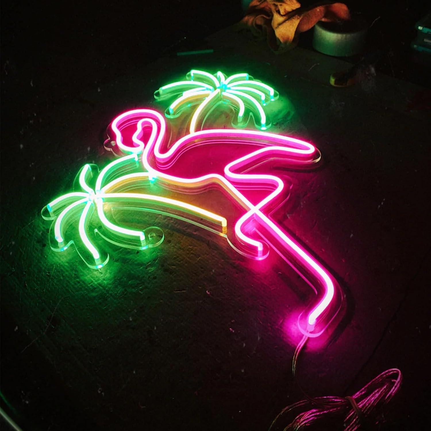 ป้ายไฟนีออนรูปนกฟลามิงโกและต้น - Wall Decor Lighting Tree บทวิจารณ์และราคา