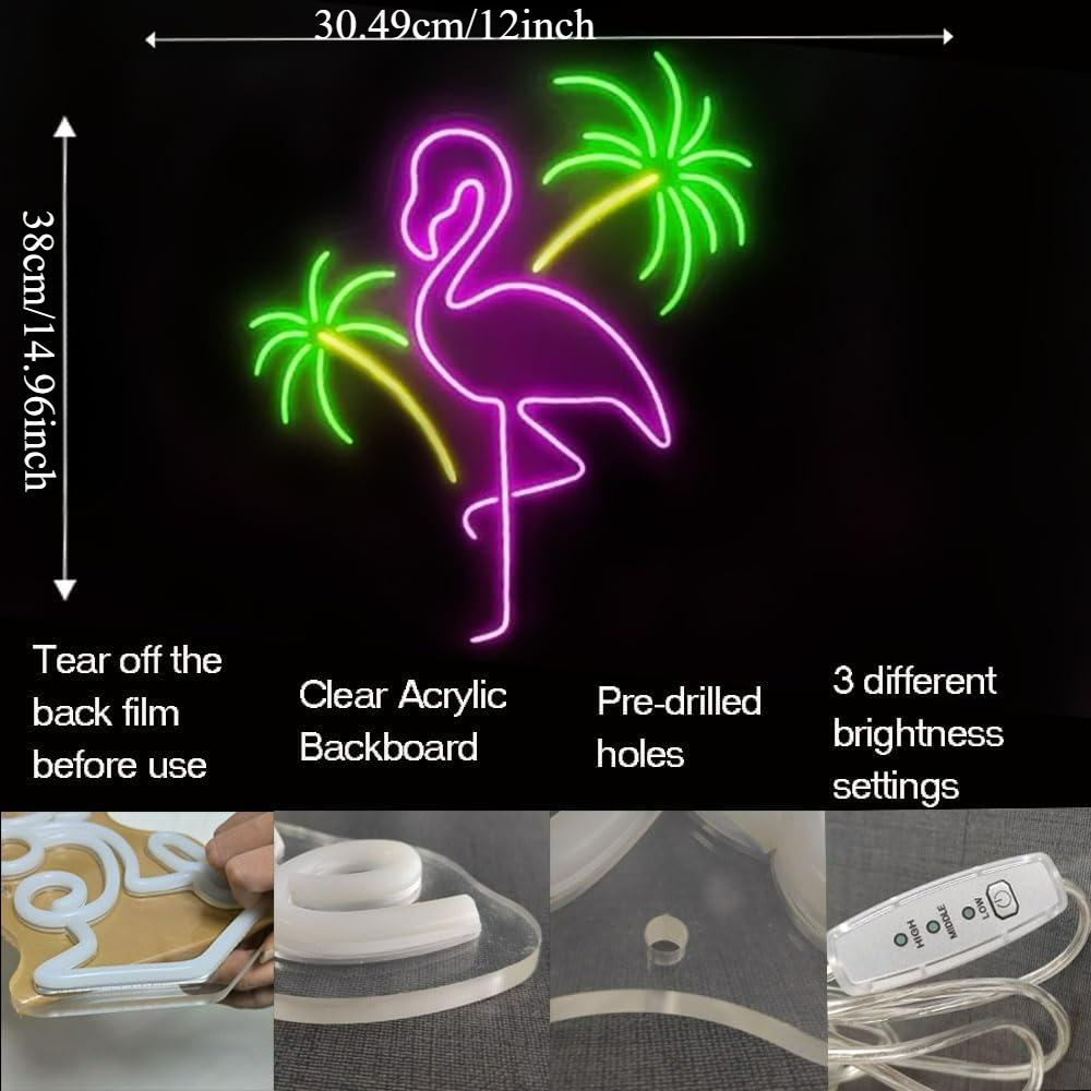 ป้ายไฟนีออนรูปนกฟลามิงโกและต้น - Wall Decor Lighting Tree บทวิจารณ์และราคา