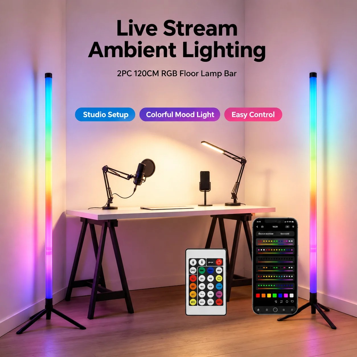 โคมไฟตั้งพื้น RGB ขนาด 120 ซม. - Lighting Decor Home บทวิจารณ์และราคา