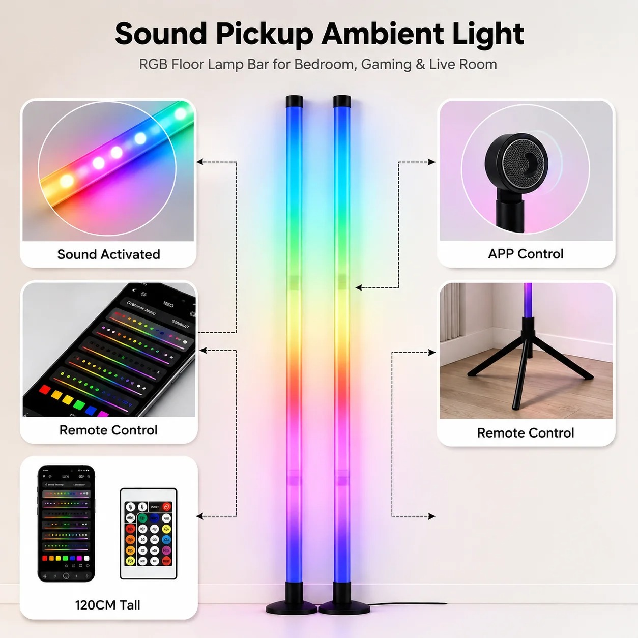 โคมไฟตั้งพื้น RGB ขนาด 120 ซม. - Lighting Decor Home บทวิจารณ์และราคา